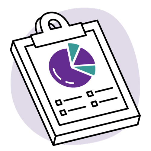 Clipboard with a pie chart graphic